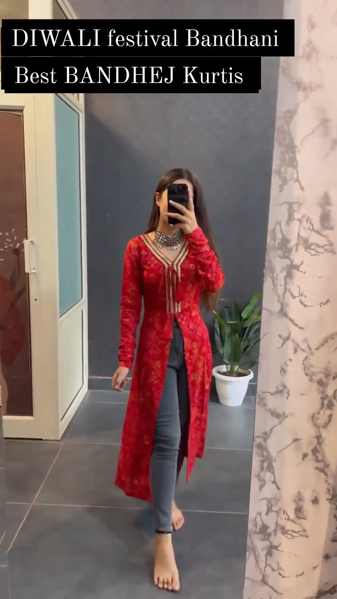 Red Rayon Printed Nayra Cut Kurti.png